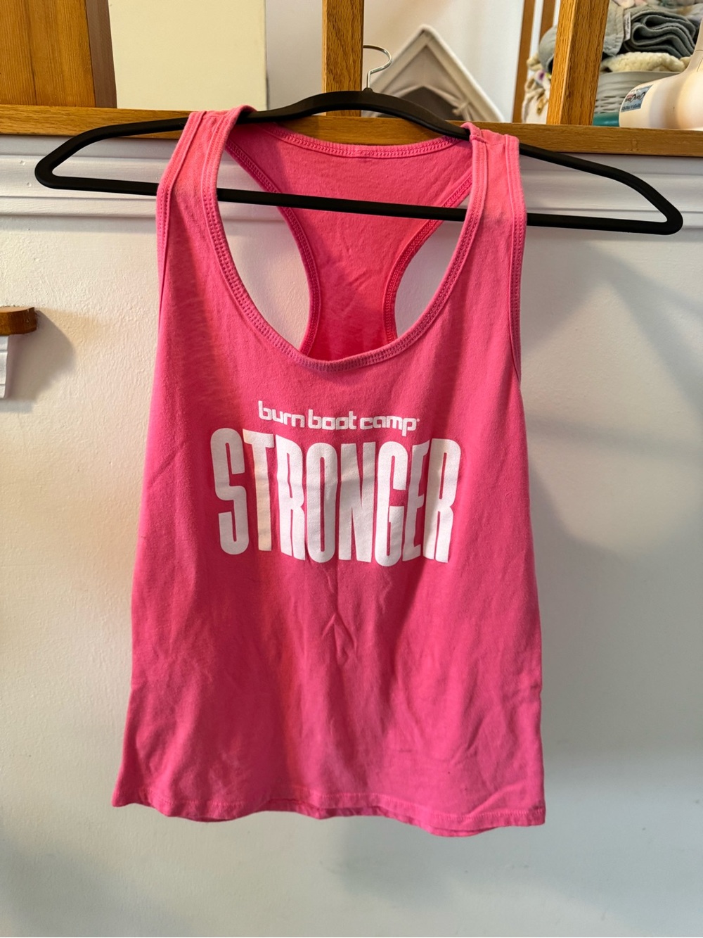 Burn Boot Camp STRONGER Pink Racerback Tank Top